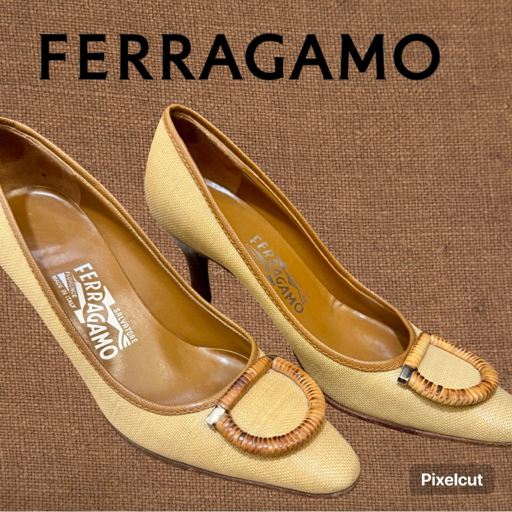 Salvatore Ferragamo Gancini woven pumps-Excellent-Vintage- size 5.5B